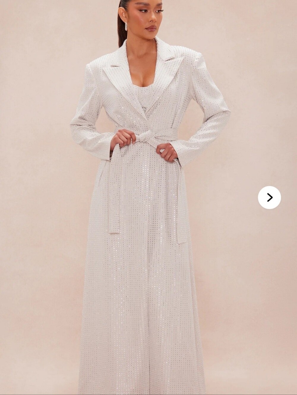 Fashion Nova Luxe Womens Embellished Trench Coat. M
